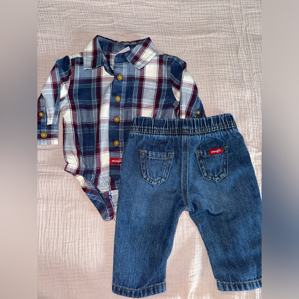 Wrangler button bodysuit with matching jeans 3M